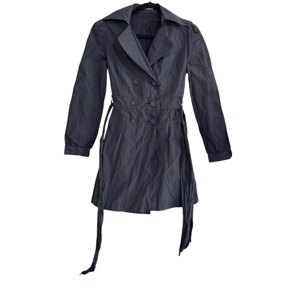 Peppe Peluso Women's Long Sleeve Black Trench Coat Size S